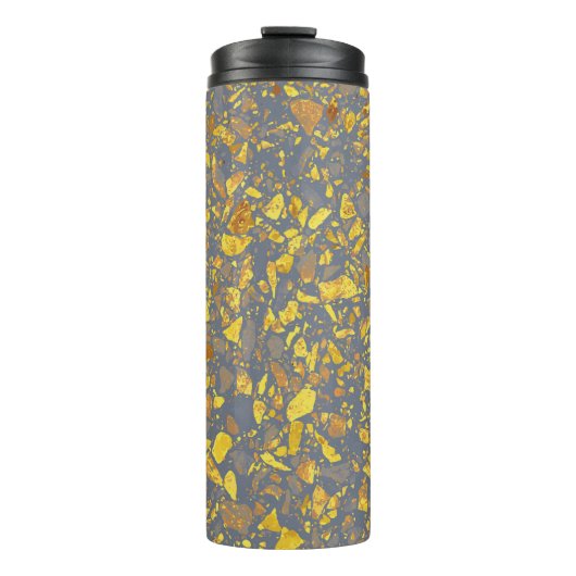 Modernes Gold Terrazzo Muster Thermosbecher (Vorderseite)