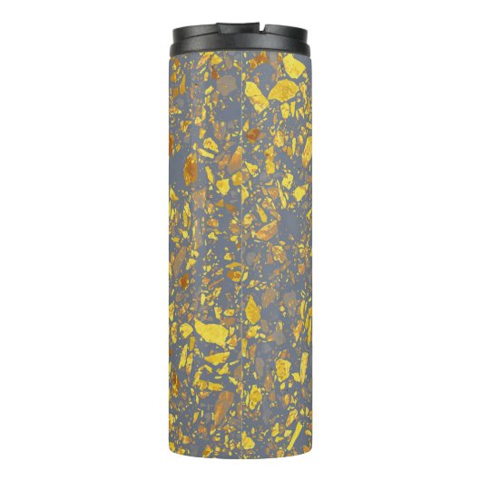Modernes Gold Terrazzo Muster Thermosbecher (Rückseite)