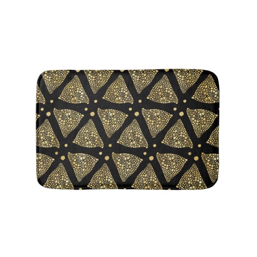 Modernes Gold Textur Abstrakte Dreiecke Muster Badematte (Vorderseite)