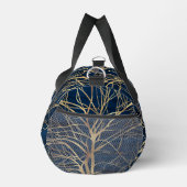 Modernes Gold Tree Silhouette Minimales blaues Des Duffle Bag (Rechts)
