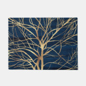 Modernes Gold Tree Silhouette Minimales blaues Des Fußmatte (Vorderseite)