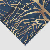 Modernes Gold Tree Silhouette Minimales blaues Des Seidenpapier (Ausschnitt)