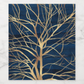 Modernes Gold Tree Silhouette Minimales blaues Des Weinetikett (Einzelnes Label)