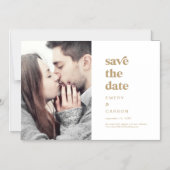 Modernes Gold Typografy Foto Save the Date Magneteinladung (Vorderseite)