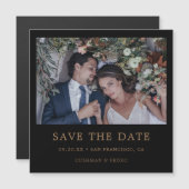 Modernes Gold Typografy Foto Wedding Save the Date Magneteinladung (Vorne/Hinten)