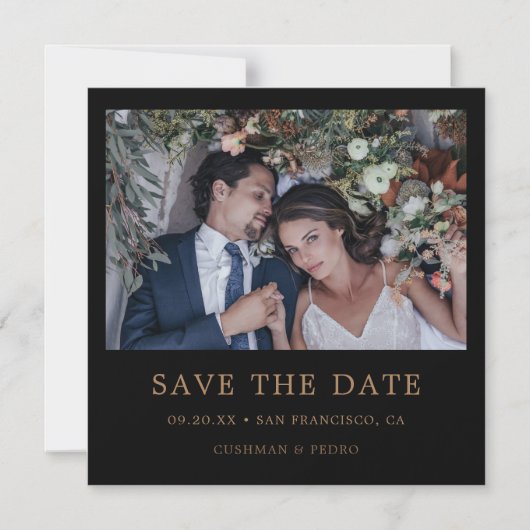 Modernes Gold Typografy Foto Wedding Save the Date Magneteinladung (Vorderseite)