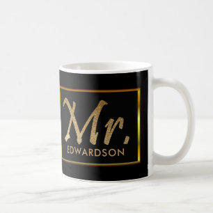 Modernes Gold u. schwarzer Herr personalisierte Kaffeetasse
