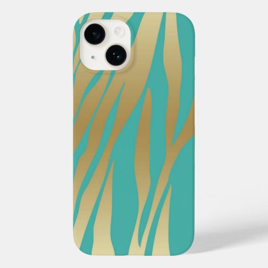 Modernes Gold und Blau Aquamarin Case-Mate iPhone Hülle (Rückseite)