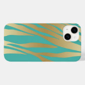 Modernes Gold und Blau Aquamarin Case-Mate iPhone Hülle (Rückseite (Horizontal))