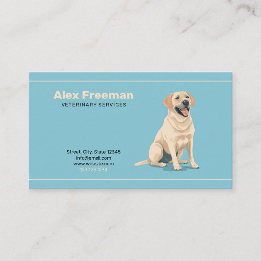 Modernes Gold- und Green Hunde-Illustrations-Tiera Visitenkarte (Vorderseite)