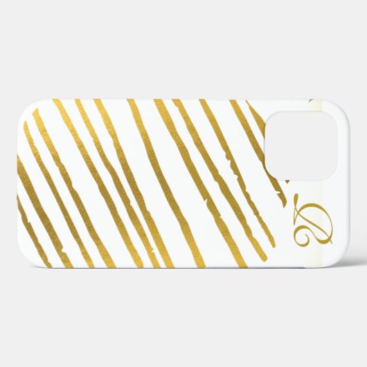 Modernes Gold und Monogramm Case-Mate iPhone Hülle (Rückseite (Horizontal))