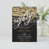 Modernes Gold und Schwarz 80. Geburtstag Einladung (Stehend Vorderseite)