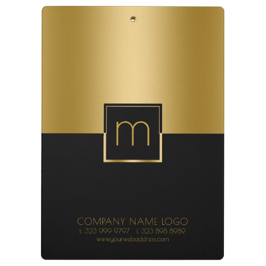 Modernes Gold- und Schwarz-Design Klemmbrett (Rückseite)