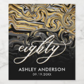 Modernes Gold und Schwarz zum 80. Geburtstag Weinetikett (Einzelnes Label)