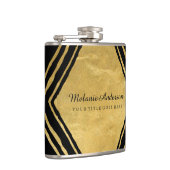 Modernes Gold und schwarze personalisierte Flasche Flachmann (Rechts)