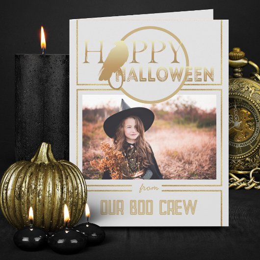 Modernes Gold und Weiß Chic Adult Happy Halloween Karte