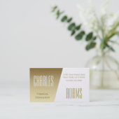 Modernes Gold und Weiß geteilter Entwurf Visitenkarte (Stehend Vorderseite)