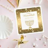 Modernes Gold und weiße Menorah jüdisch Hanukkah Serviette
