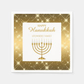 Modernes Gold und weiße Menorah jüdisch Hanukkah Serviette (Vorderseite)