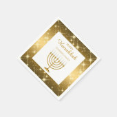 Modernes Gold und weiße Menorah jüdisch Hanukkah Serviette (Ecke)
