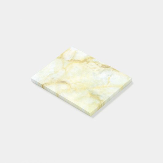 Modernes Gold und weißes Marmor Post-it Klebezettel (angewinkelt)