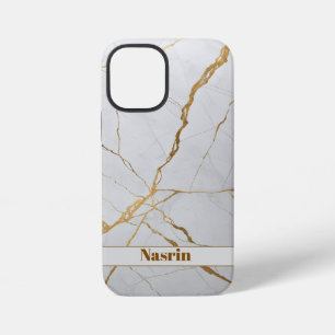 Modernes Gold- und Weißmarmor - Minimalistischer L iPhone 12 Mini Hülle