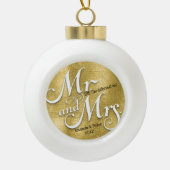 Modernes Gold - unser erstes Weihnachtsgeschenk-Fo Keramik Kugel-Ornament (Vorderseite)