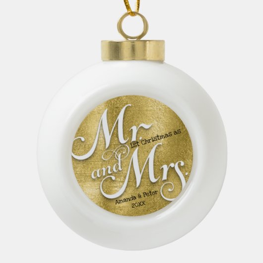 Modernes Gold - unser erstes Weihnachtsgeschenk-Fo Keramik Kugel-Ornament (Vorderseite)