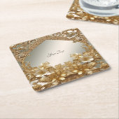 Modernes Gold Verziert-Blumenpapier Untersetzer (angewinkelt)