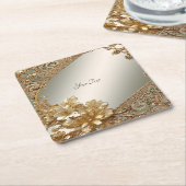 Modernes Gold Verziert-Blumenpapier Untersetzer (angewinkelt)