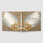 Modernes Gold Verziert Floral Guest Book Gästebuch (Voll)