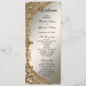 Modernes Gold Verziert Floral Wedding Programm (Vorderseite)
