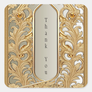 Modernes Gold-Verziert-Sticker Quadratischer Aufkleber