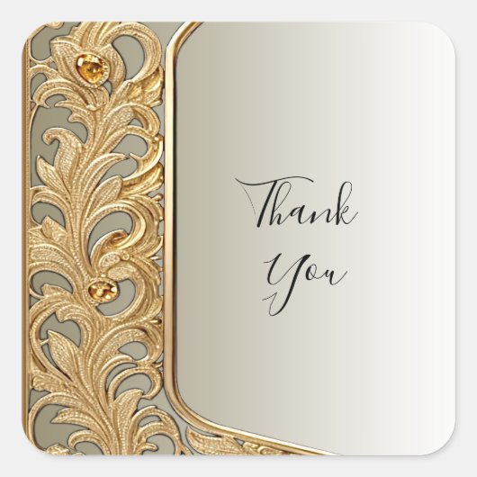 Modernes Gold-Verziert-Sticker Quadratischer Aufkleber (Vorderseite)