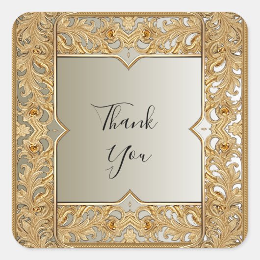 Modernes Gold-Verziert-Sticker Quadratischer Aufkleber (Vorderseite)