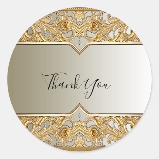 Modernes Gold-Verziert-Sticker Runder Aufkleber (Vorderseite)