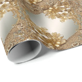 Modernes Gold Verzierte Blumenwackelpapier Geschenkpapier (Rolleneckpunkt)