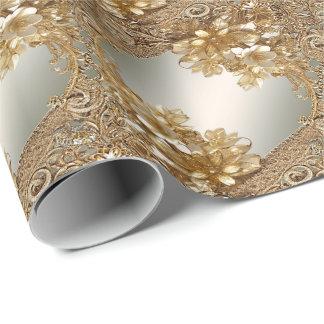 Modernes Gold Verzierte Blumenwackelpapier Geschenkpapier