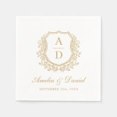 Modernes Gold Wappen Elegante Monogram Wedding Serviette (Vorderseite)