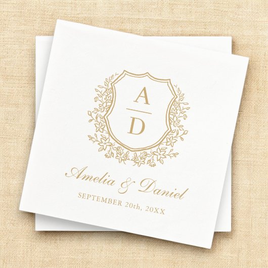 Modernes Gold Wappen Elegante Monogram Wedding Serviette