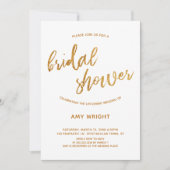 Modernes Gold Waves Handschrift Weißes Brautparty Einladung (Vorderseite)