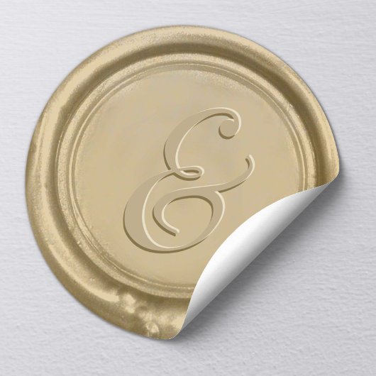 Modernes Gold Wedding Ampersand Wax Siegel Runder Aufkleber