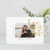 Modernes Gold Wedding Foto Save The Date (Stehend Vorderseite)