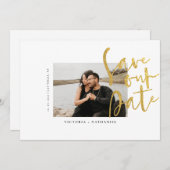 Modernes Gold Wedding Foto Save The Date (Vorne/Hinten)