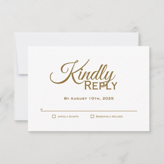 Modernes Gold Wedding RSVP (Vorderseite)