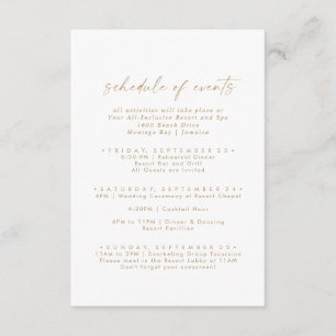 Modernes Gold Wedding Weekend Programm