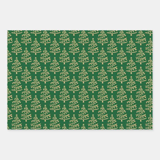 Modernes Gold Weihnachtsbaummuster Geschenkpapier Set (Vorderseite 2)
