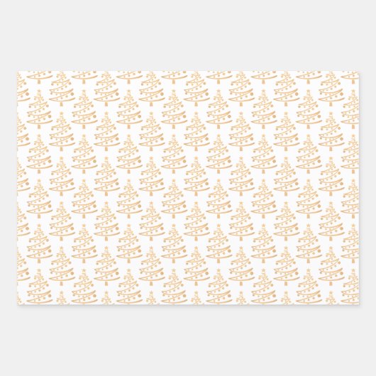 Modernes Gold Weihnachtsbaummuster Geschenkpapier Set (Vorderseite)