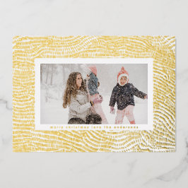 Modernes Gold Weißes Weihnachtsrahmen-Foto Folien Feiertagskarte