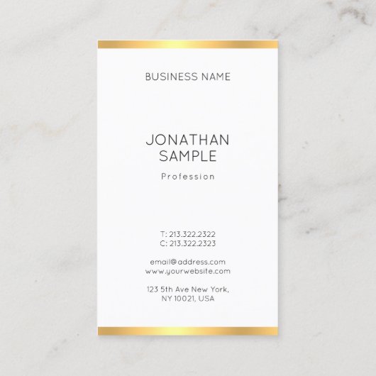 Modernes Gold White Simple Elegant Template Trendy Visitenkarte (Rückseite)